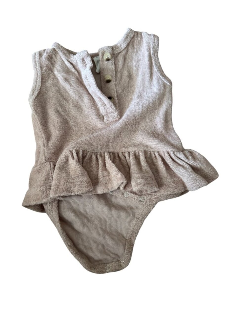 Kate Quinn Baby Girl Terry Peplum Bubble Romper 0–3M